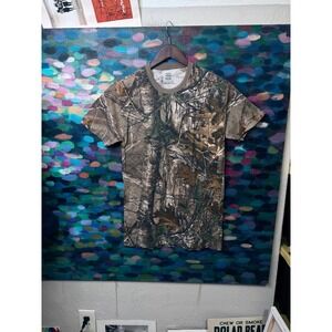 Hanes ComfortSoft Realtree Xtra Camo T-Shirt Mens Small Brown Woodsy Hunting Tee